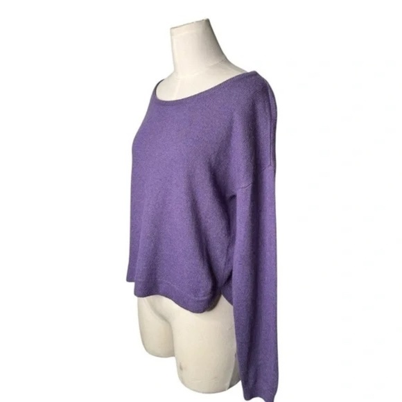 TALULA -Purple Knit Round Knit Cropped Sweater Viscose, Angora Blend & Cashmere - Picture 3 of 7
